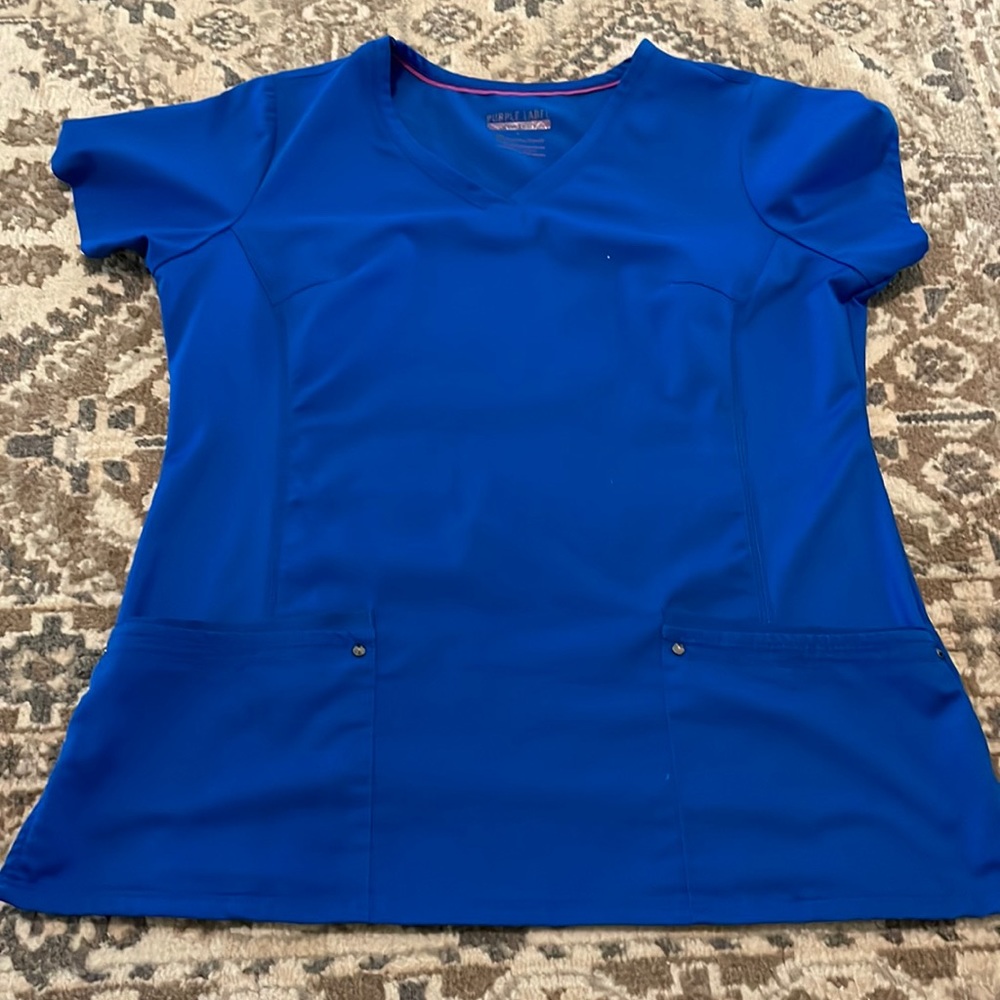 Purple Label by Healing Hands Royal Blue Scrub Top